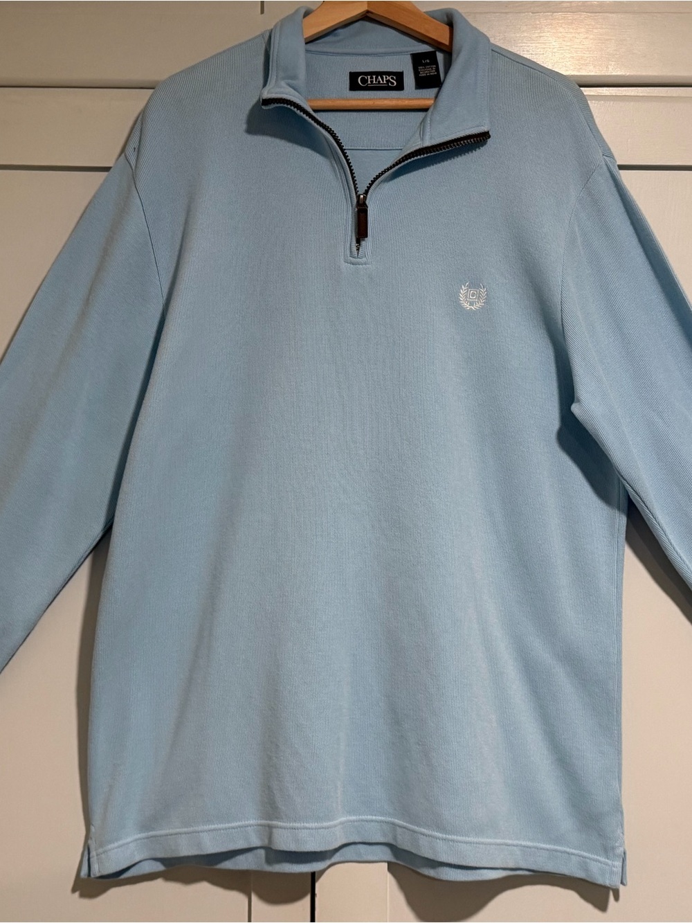 Chaps Men's Pale Blue Half-Zip Pullover Sweater